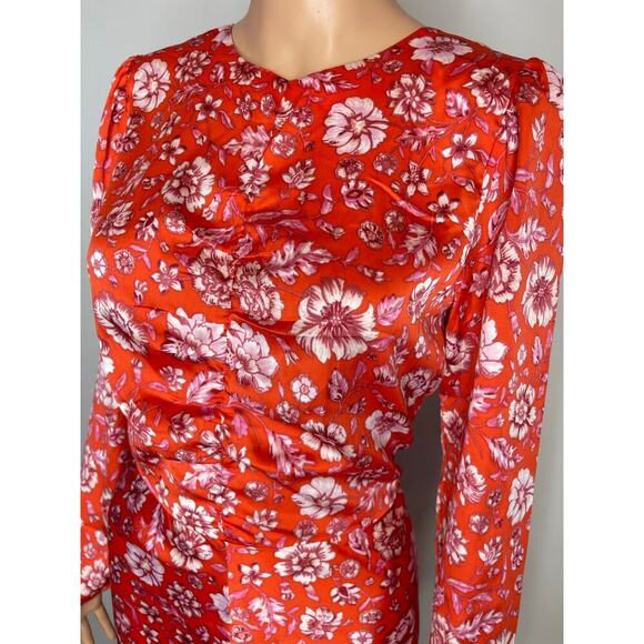J. Crew Featherweight satin midi Dress size 6 Poppy fields Glam Floral Formal - Picture 7 of 13